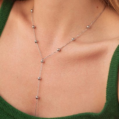 Колье - галстук "Шарики" в серебре 324 №3