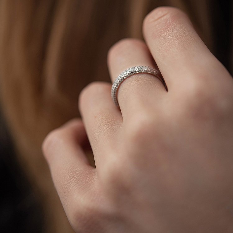 Каблучка з доріжкою діамантів (біле золото) 28801121 від ювелірного магазину Онікс - 2