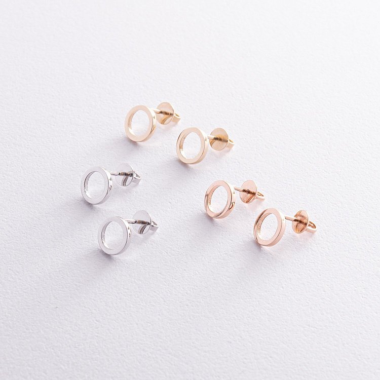 Сережки - пусети "Кругообіг" у білому золоті с08305 від ювелірного магазину Онікс - 2