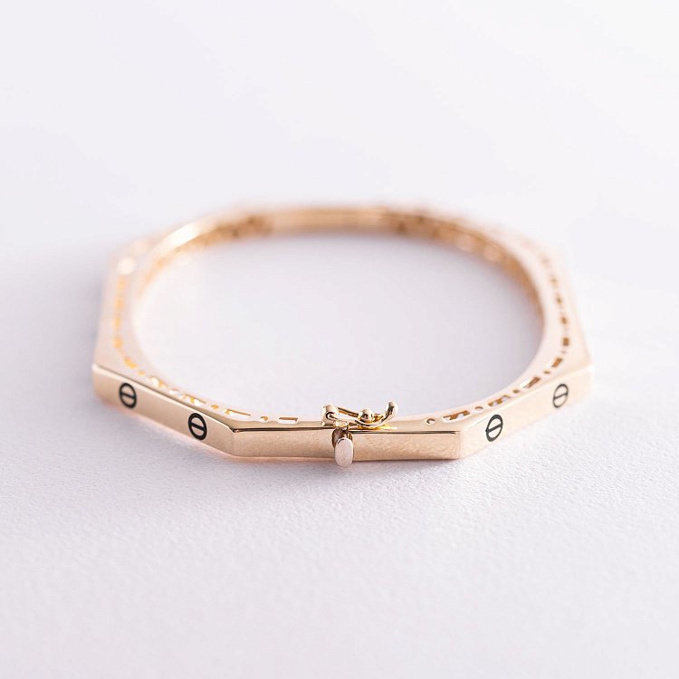 Жесткий браслет в желтом золоте "Love" б04530 от ювелирного магазина Оникс - 2