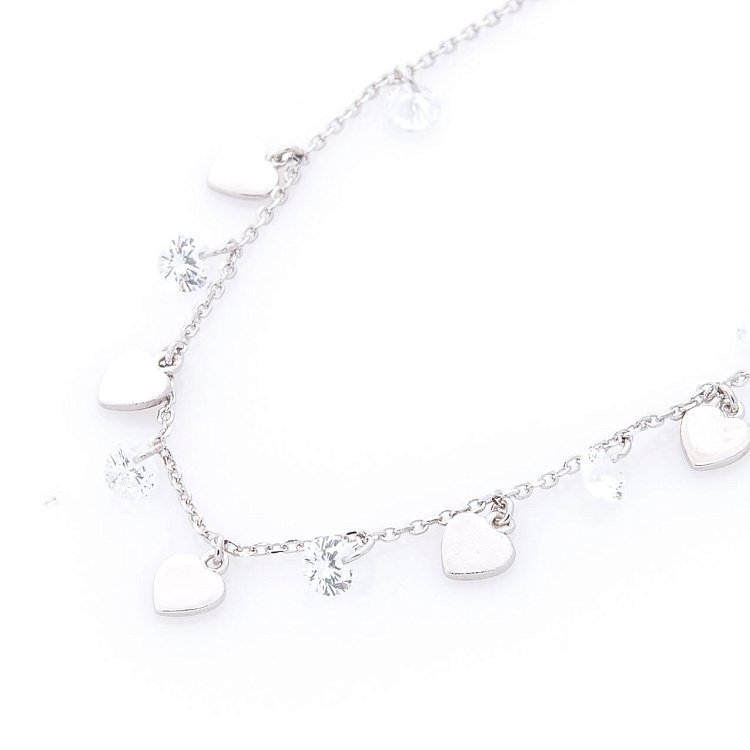 Серебряное колье "Сердечки" с фианитами 18664 от ювелирного магазина Оникс