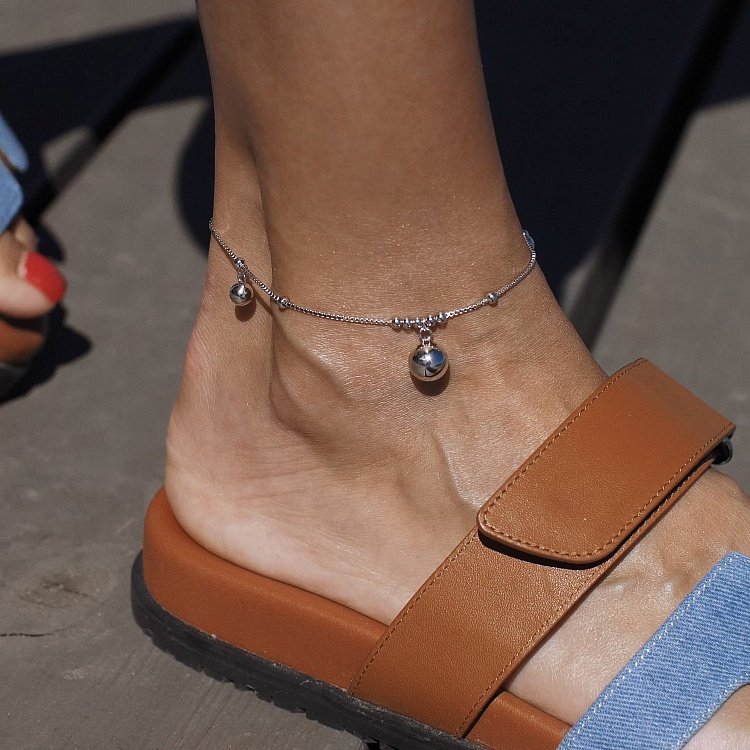 Серебряный браслет "Шарики" на ногу 141545 - 3 Серебряный браслет "Шарики" на ногу 141545 от ювелирного магазина Оникс - 3