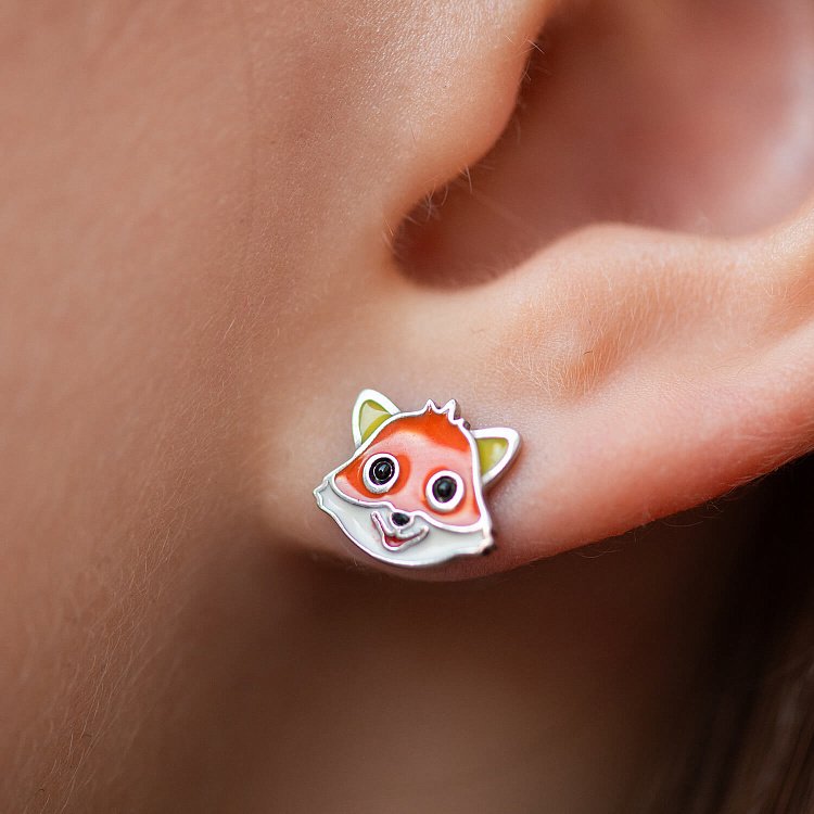 Дитячі сережки - пусети "Лисичка" у сріблі (емаль) 1066 від ювелірного магазину Онікс - 5