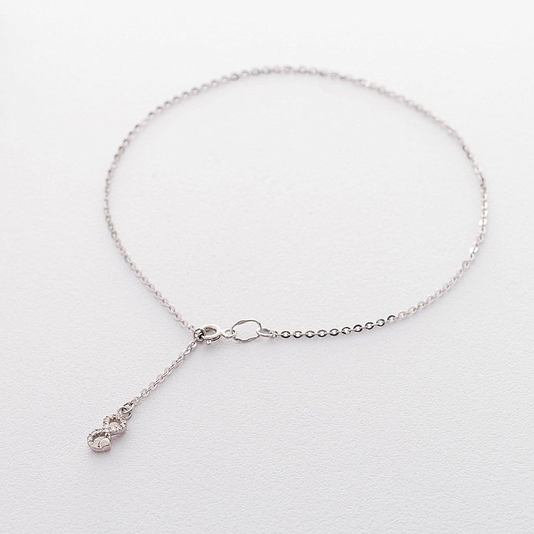 Золотий браслет на ногу "Нескінченність" (фіаніт) б03704 від ювелірного магазину Онікс