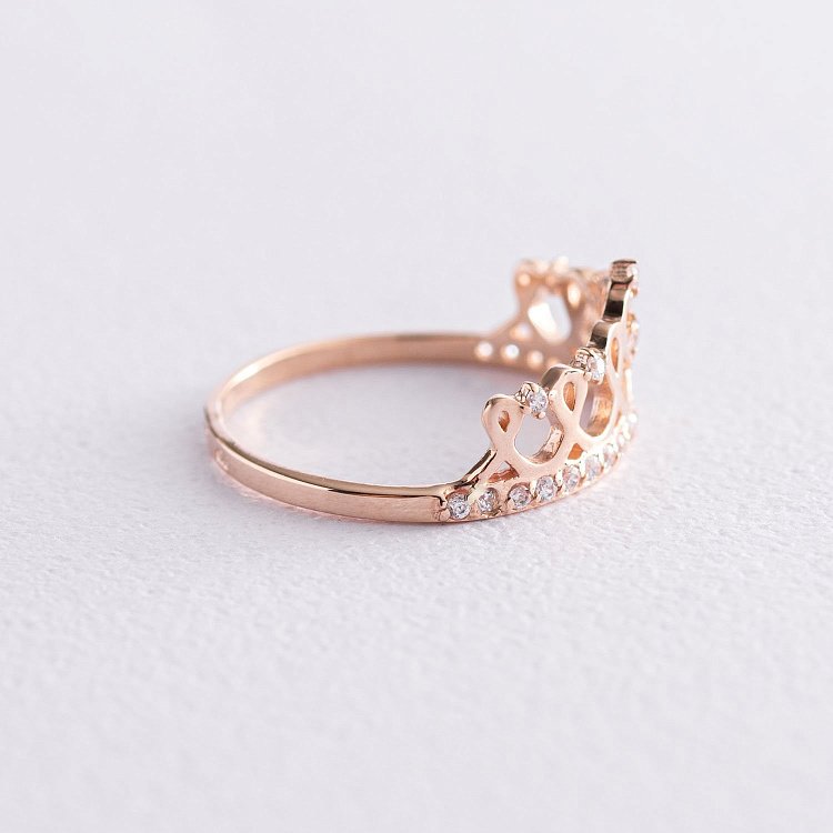 Золотое кольцо "Корона" с фианитами к06292 от ювелирного магазина Оникс - 2