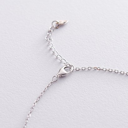 Срібне кольє "Сердечка" (фіаніти) 181014 №4