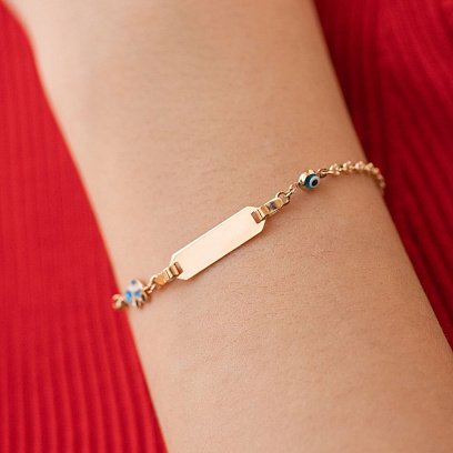 Золотой браслет для гравировки "Машинка" с эмалью б03131 №2