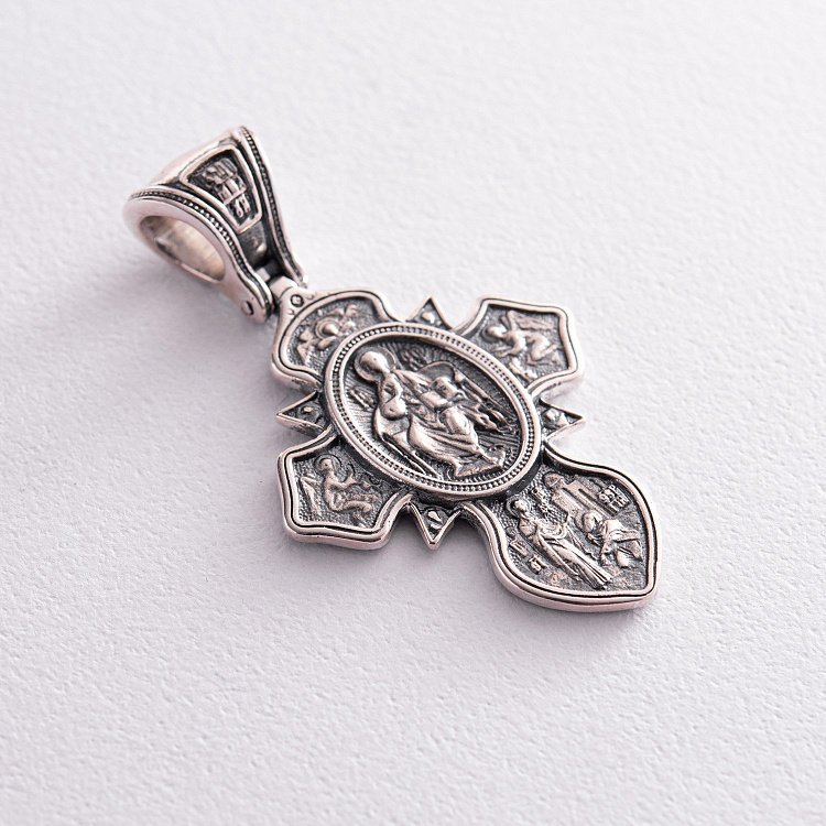 Срібний хрест "Свята Трійця. Господь Вседержитель. Прп. Сергій Радонезький" 132482 від ювелірного магазину Онікс