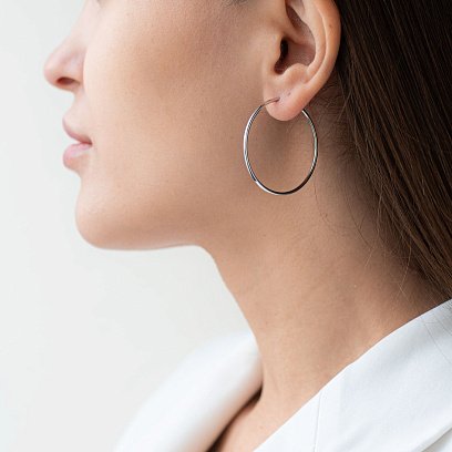 Серьги - кольца в серебре (3.5 см) 122885 №2