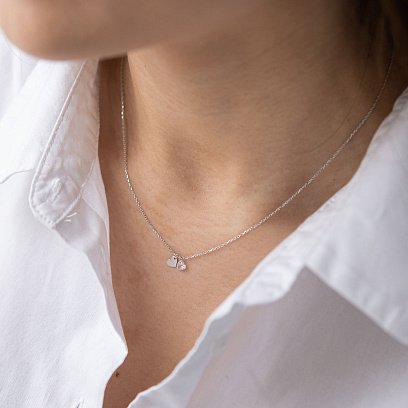 Кольє "Сердечка" в білому золоті (фіаніт) кол01826 №2