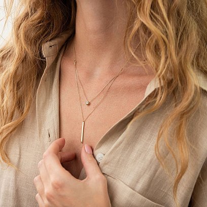 Подвійне золоте кольє "Хлоя" з фіанітом кол02045 №5