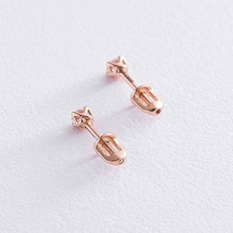 Золоті сережки - пусети з фіанітами с01568 від ювелірного магазину Онікс - 2