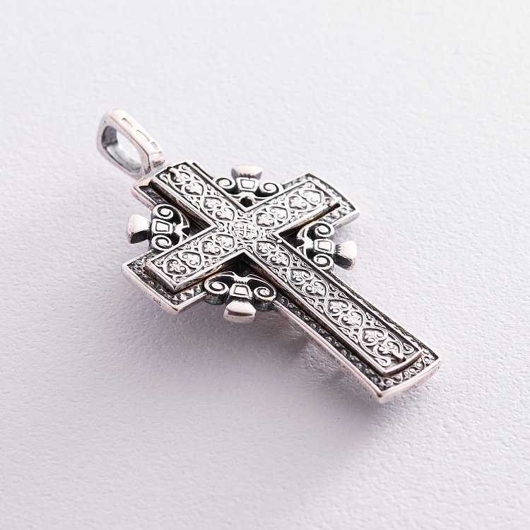 Серебряный крест с золотой вставкой (перламутр) 13962 от ювелирного магазина Оникс - 2