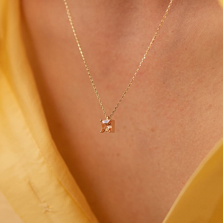 Золоте кольє "Альма" (помаранчевий фіаніт) кол02366 від ювелірного магазину Онікс - 8