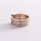 Золотое тройное кольцо з фианитами к01913 от ювелирного магазина Оникс - 2