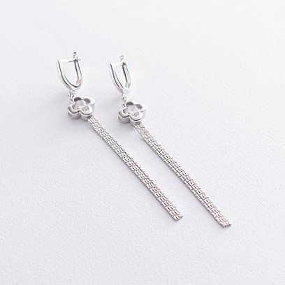 Сережки "Конюшина" в білому золоті с07211