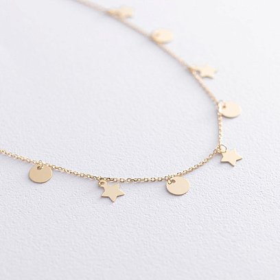 Кольє "Монетки та зірочки" в жовтому золоті кол01744 №3