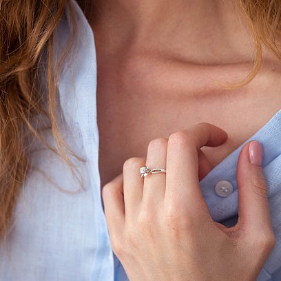 Кольцо "Цветочек" в белом золоте с бриллиантами кб0057cha №4