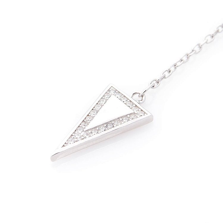 Срібне кольє "Трикутник і колечка" (фіаніти) 18682 від ювелірного магазину Онікс - 1