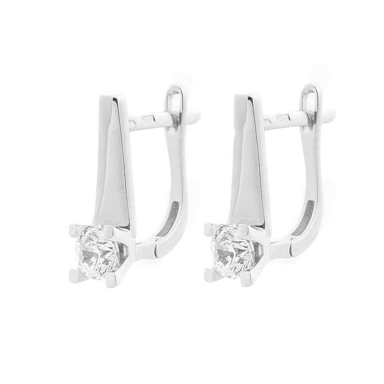 Золотые серьги с фианитами с05521 от ювелирного магазина Оникс - 1