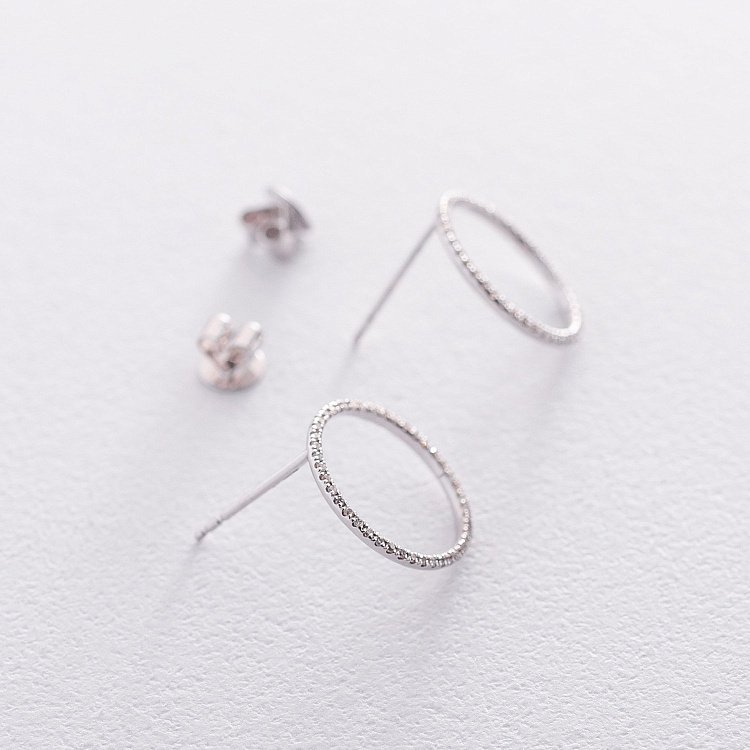 Золоті сережки-пусети "Кола" з діамантами сб0287gch від ювелірного магазину Онікс - 2