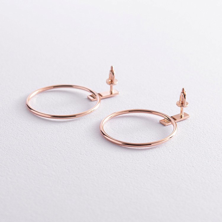 Сережки - пусети "Впевненість" у червоному золоті с07884 від ювелірного магазину Онікс - 2