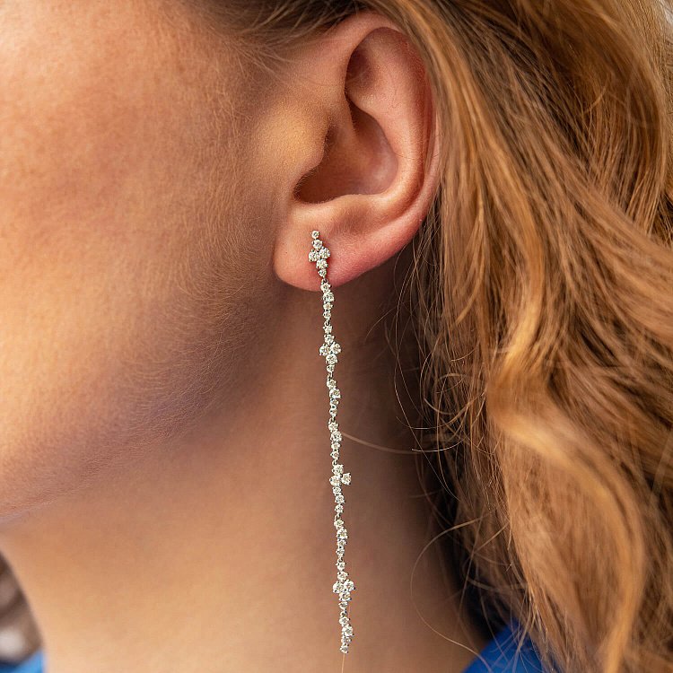 Висячі золоті сережки з діамантами сб0451nl від ювелірного магазину Онікс - 3