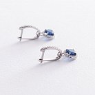 Срібні сережки з білими і синіми фіанітами 122922 от ювелирного магазина Оникс - 3