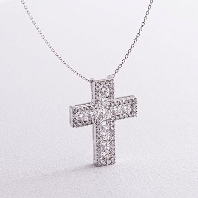 Золоте кольє "Хрестик" з діамантами колб0072di №2