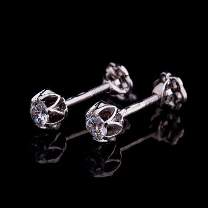 Золоті сережки-пусети з фіанітами с03703 №3