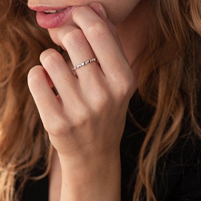 Кольцо "Сердечки" с фианитами (белое золото) к07119 №4