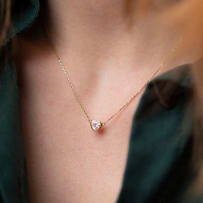 Колье "Сердечко" в желтом золоте кол01822 №7