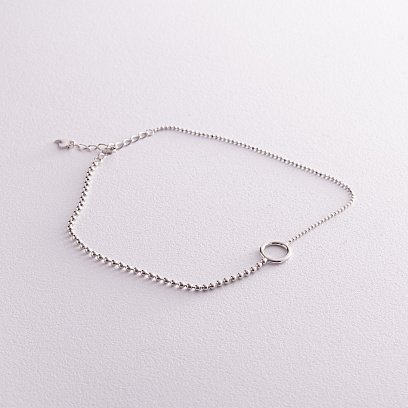 Серебряный шариковый браслет "Круговорот" на ногу 141624 №3