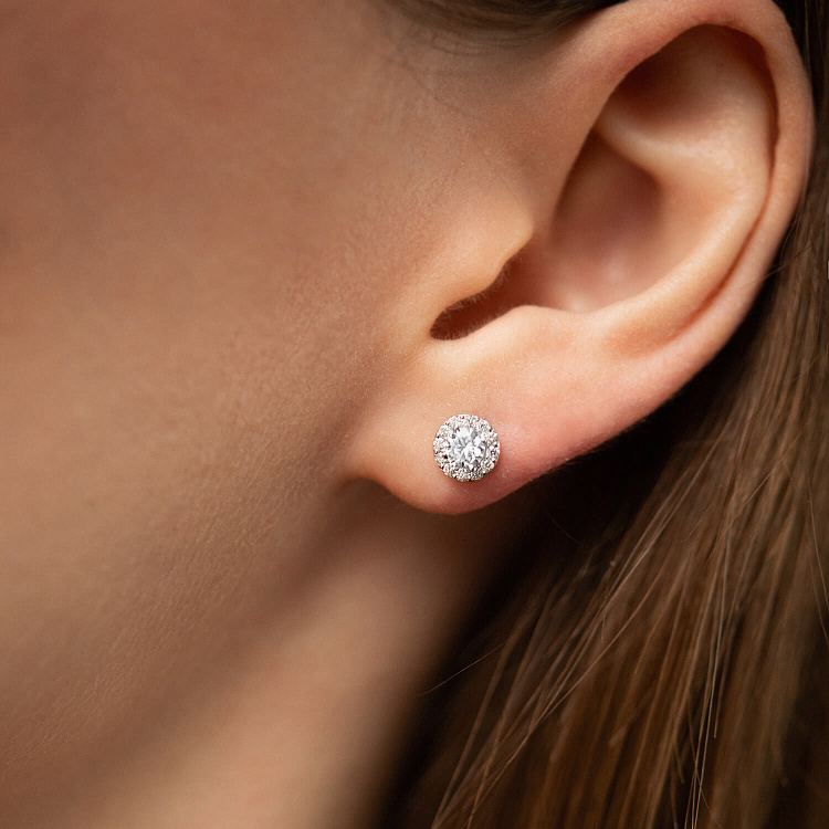 Золоті сережки - пусети з діамантами 344701121 від ювелірного магазину Онікс - 3