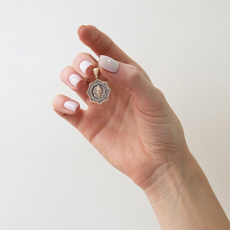 Золотая православная подвеска "Спас Нерукотворный. Молитва" п03637 от ювелирного магазина Оникс - 1