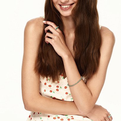 Золота каблучка зі смарагдами і діамантами кб0210cha №6