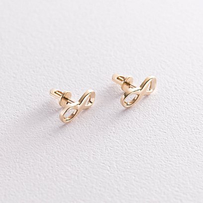 Сережки - пусети "Нескінченність" в жовтому золоті с07108 №3