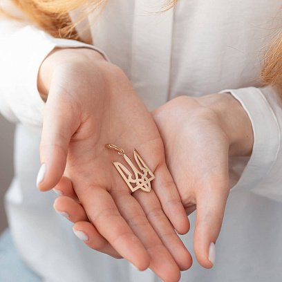 Золотая подвеска "Герб Украины - Тризуб" п03681 №2