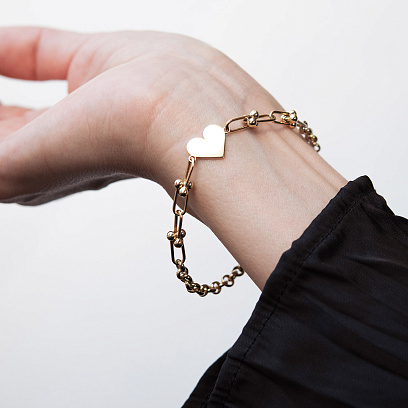 Браслет "Сердечко" у жовтому золоті б05642 №4