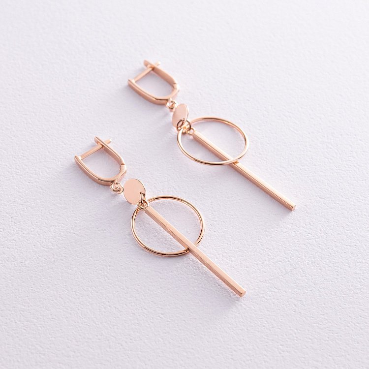 Серьги "Геометрия" в красном золоте с08152 от ювелирного магазина Оникс