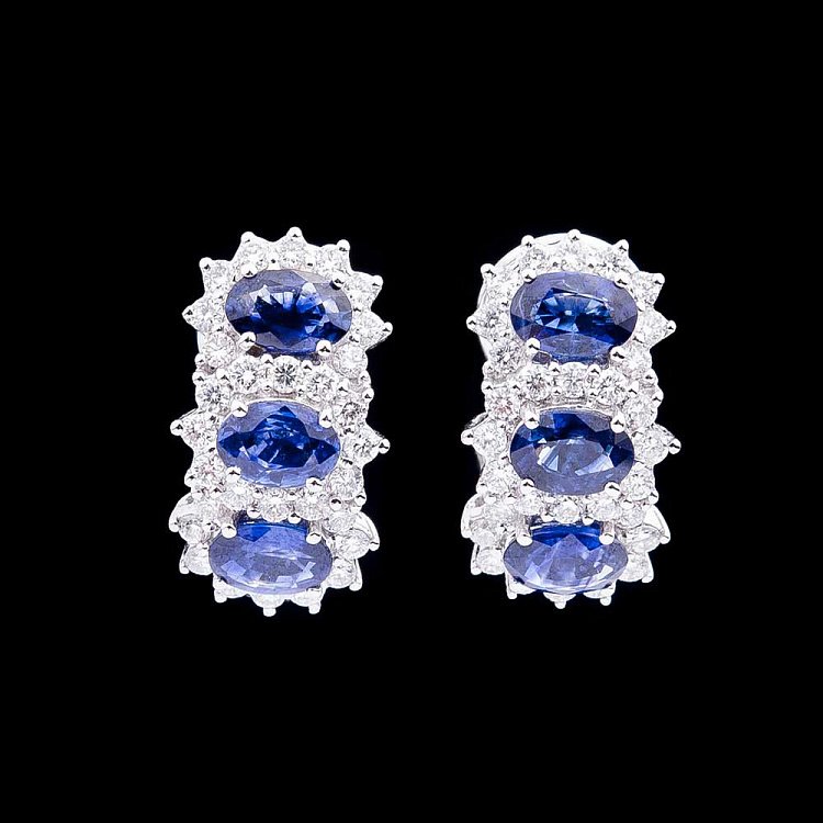 Золотые серьги с сапфирами и бриллиантами 62300gl от ювелирного магазина Оникс - 1