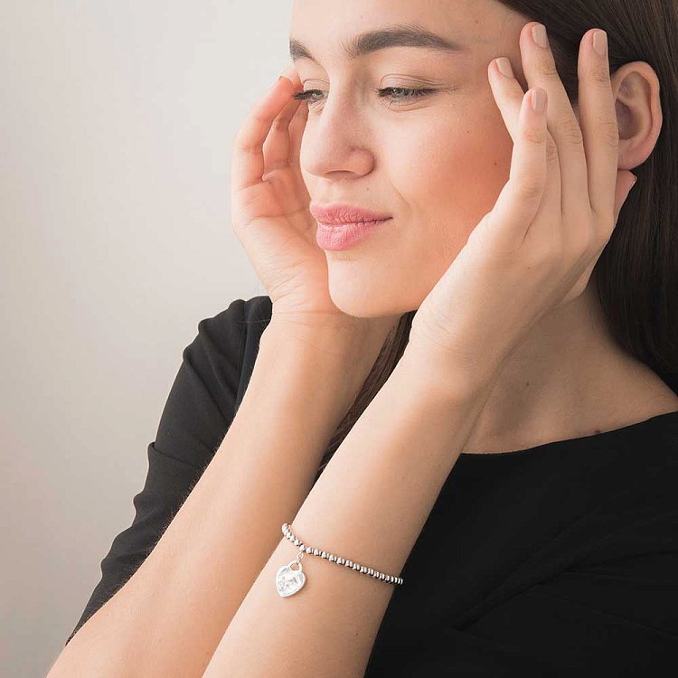 Серебряный браслет "Сердце" с фианитами 141176 от ювелирного магазина Оникс - 2