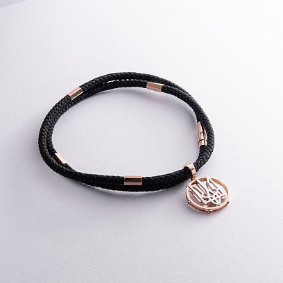 Золотий кулон "Герб України - Тризуб" з чорними діамантами 130602422 №7