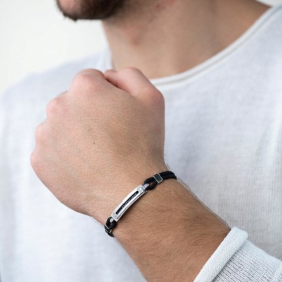 Каучуковый браслет из белого золота (фианит) б03980 №2