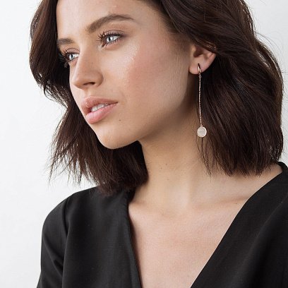 Сережки "Монетки" з червоного золота с06398 №2