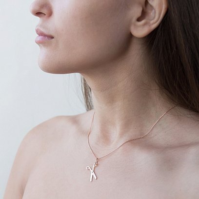 Золотой кулон "Ножницы" п03376 №2