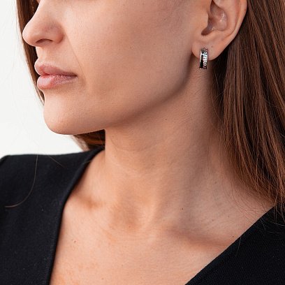 Золотые серьги - кольца без камней с07608 №2