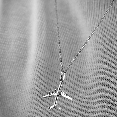 Серебряный кулон "Самолет" 133144 №2