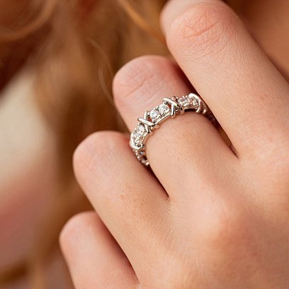 Кольцо "Rosie" с фианитами (белое золото) к08192 №5