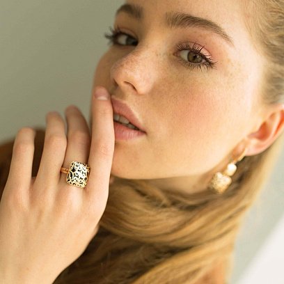 Золотые серьги с эмалью с05453 №5